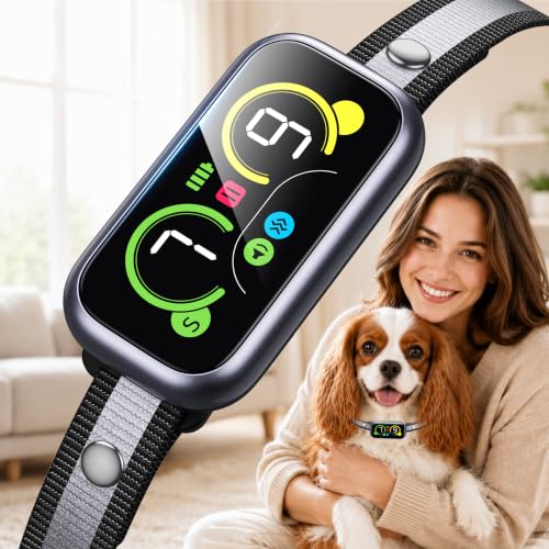 Smart Dog Bark Collar with Advanced Bark Detection, Anti Barking Devices with 4 Adjustable Modes & 7 Sensitivity, Rechargeable Barking Collar for Small Medium Large Dogs, IP67 Waterproof (1, Metalic)