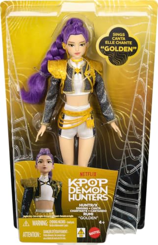 Mattel Kpop Demon Hunters HUNTR/X Rumi “Golden” Singing Doll | Wearing Removable Signature Outfit, 5 Posable Joints, Inspired by the Movie