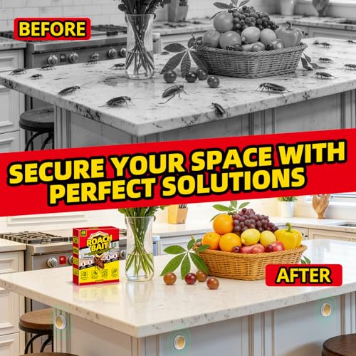 Cockroach Killer Indoor Home - 48 Packs | Roach Elimination Gel Fast-Acting in Kitchen and Home | Kills the Roaches' Nest | Prevents Reinfestation | Safe and Effective