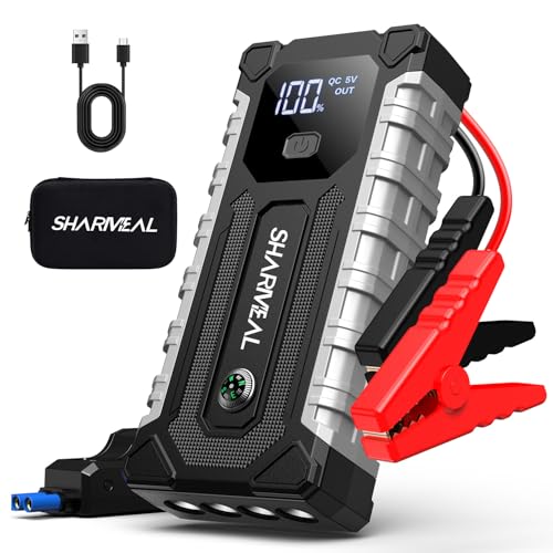 Sharmeal Car Jump Starter 7000A, Jump Starter Battery Pack for All Gas and 12.0L Diesel, 12V Portable Jump Box with LED Light