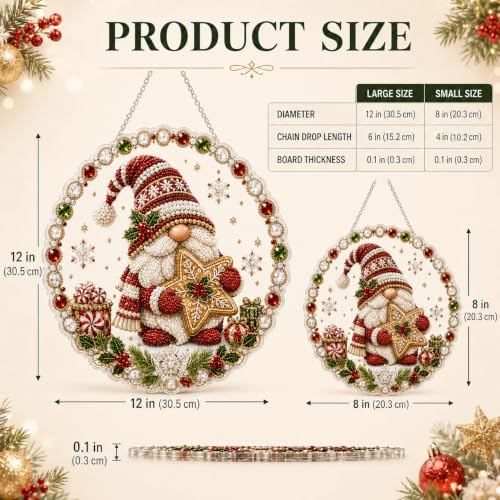AYTHSRIC Christmas Pearl Diamond Painting Suncatcher Kit, Acrylic DIY Diamond and Pearl Art Painting, Christmas Diamond Painting Hanging Pendant, 3D Mixed-Sized Pearl Beads Craft (Style 7, 8×8in)