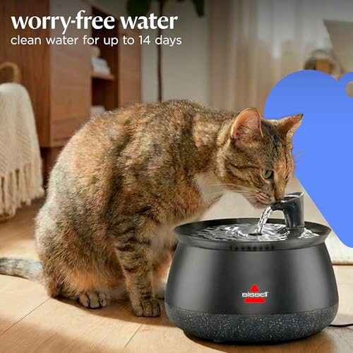 BISSELL HydrateWell Cat Water Fountain, 91oz, 4408 | Wireless pump; SlimeShield technology; 5-layer filtration; ultra-quiet operation; automatic dispensing