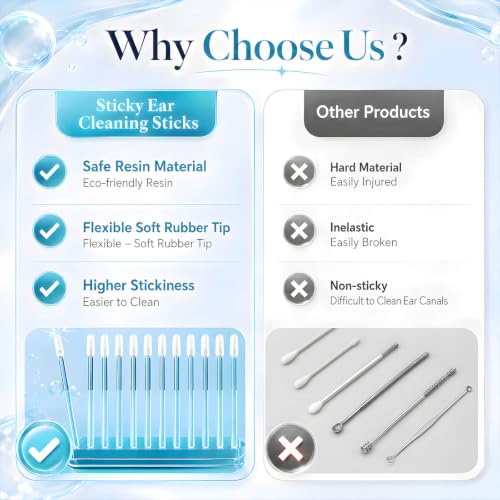 Sticky Ear Cleaning Stick,Sticky Ear Cleaners for Adults,Reusable Ear Cleaner Sticky Pick,Resin Gel Ear Stick Gentle Ear Wax Removal Tool 1Set