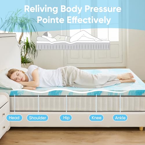 OLIXIS 2 Inch Full Cooling Gel Infused Memory Foam Mattress Topper, Bed Pad | CertiPUR-US Certified, Soft Ventilated Pressure Relieving Bed Pad in a Box, Plush Overlay for Dorm, RV, Camper & Sleeper Sofa