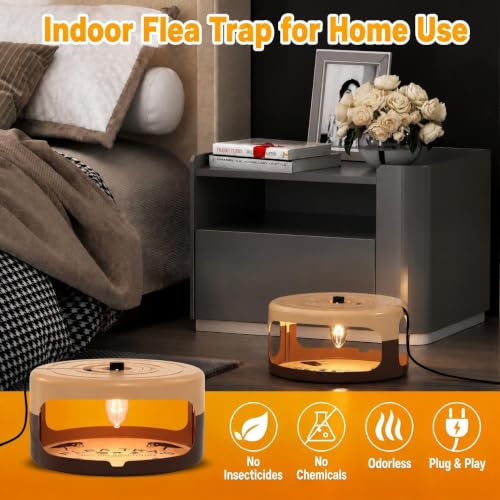 2 Pack Flea Traps for Inside Your Home, Indoor Flea Traps with 8 Sticky Pads, Flea Monitoring Trap for Home, Sticky Insect Catcher for Fleas, Moths & Gnats