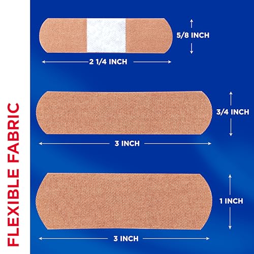 BAND-AID Brand Flexible Fabric Adhesive Bandages, Assorted Sizes, 100 Count