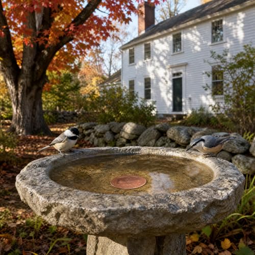 Copper Disc for Bird Bath, 99.9% Pure Copper (Cardinal) | Triple Point Support, Fits Bird Baths & Bowls, Reduces Mineral Buildup, Gift for Bird Lovers, Outdoor Garden Use