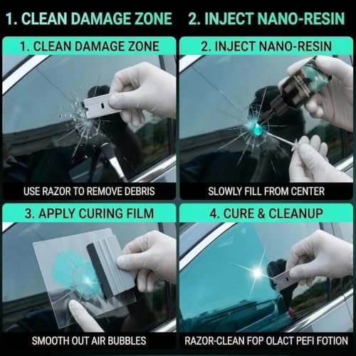 Bighero Car Windshield Crack Repair Kit – 2026 Upgrade Windshield Chip Repair Kit, Windshield Crack Repair Kit for Bullseye, Star & Linear Cracks – DIY Glass Liquid for Auto Windows, Mirrors, Glasses