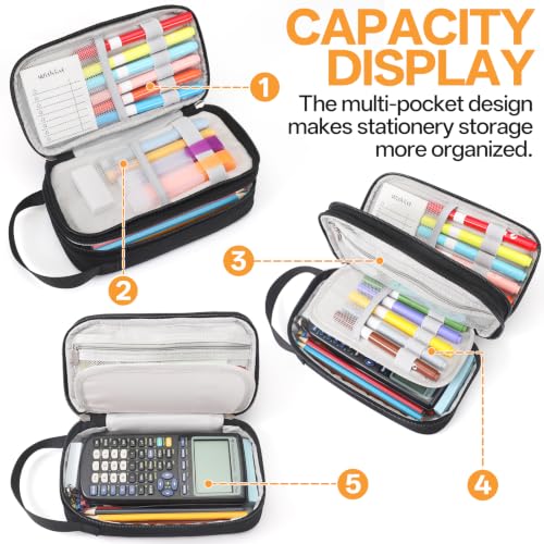 Pencil Case Large, High Capacity Canvas Big Pencil Pouch Organizer Holder | 5 Compartments Pockets Sturdy Zipper, Cute Pencil Case for School Office Student Teen