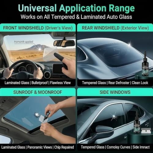 Bighero Car Windshield Crack Repair Kit – 2026 Upgrade Windshield Chip Repair Kit, Windshield Crack Repair Kit for Bullseye, Star & Linear Cracks – DIY Glass Liquid for Auto Windows, Mirrors, Glasses
