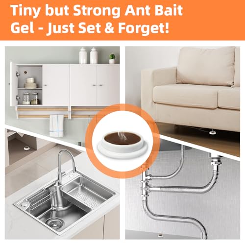 48 Pack Slow-Acting Ant Bait Gel Stations for Indoor & Outdoor Eliminate Entire Ant Colony, Effective Carpenter Ant Killer Ant Traps for Home Kitchen Bathroom, Long Lasting Ant Gel Bait, Ready-to-Use