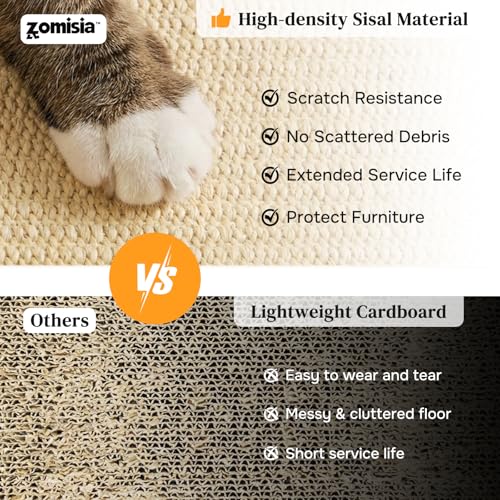 ZOMISIA Cat Scratcher with Ball Track Toy, Sisal Scratch Pad for Indoor Use | Wooden Interactive Cat Puzzle Toys for Adult Cats, Kitten Mental Stimulation Self Play Home Enrichment, Spinning Balls