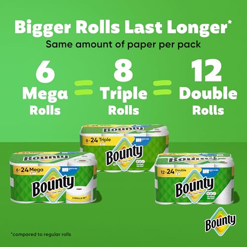 Bounty Select-A-Size Paper Towels, White, 8 Triple Rolls = 24 Regular Roll