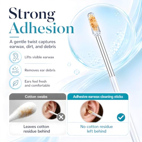 Sticky Ear Cleaning Stick,Sticky Ear Cleaners for Adults,Reusable Ear Cleaner Sticky Pick,Resin Gel Ear Stick Gentle Ear Wax Removal Tool 1Set