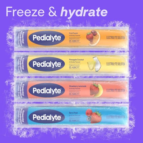 Pedialyte Electrolyte Solution Freezer Pops, Hydration Variety Pack | Electrolyte Pops have 3 Key Electrolytes, Tropical Flavors, Ice Pops for Kids and Adults, No Artificial Colors