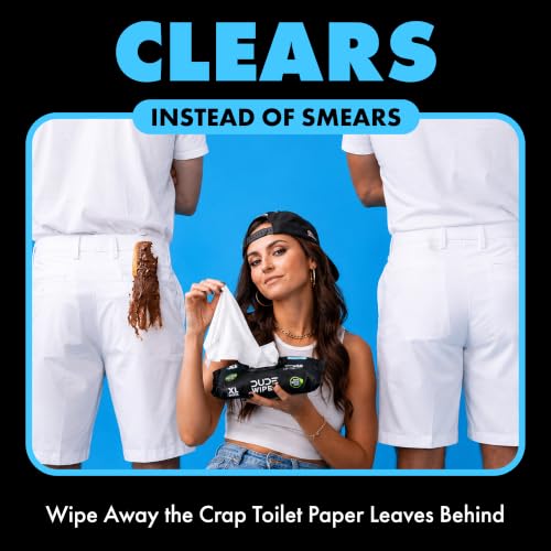DUDE Wipes Unscented Adult Flushable Wet Wipes, Sensitive Skin, 288 Count | 99% water, extra large flushable butt wipes. Fragrance free, hypoallergenic, vitamin E and aloe. Septic safe. 6 packs of 48.
