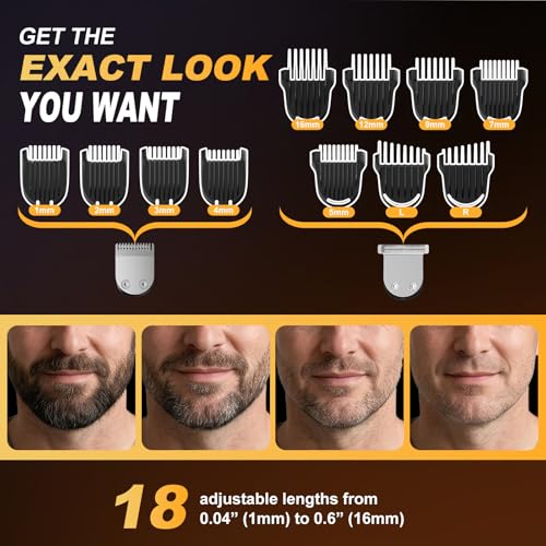 Beard Trimmer for Men, Cordless 18-in-1 Electric Razor & Hair Clipper,Gifts | Waterproof Mustache Grooming Kit, Rechargeable Beard Hair Nose Ear & Body Trimmer, Face Shaver, gift for men,husband & father