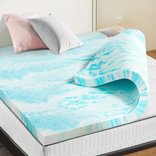 OLIXIS 2 Inch Full Cooling Gel Infused Memory Foam Mattress Topper, Bed Pad | CertiPUR-US Certified, Soft Ventilated Pressure Relieving Bed Pad in a Box, Plush Overlay for Dorm, RV, Camper & Sleeper Sofa