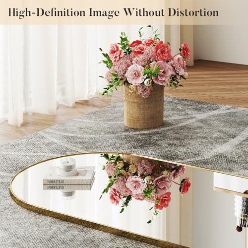 DUMOS 64"x21" Arched Full Length Floor Mirror, Full Body Mirror, Gold | Shatterproof Tempered Glass, Modern Aluminum Alloy Frame, Free Standing or Leaning for Home Decor