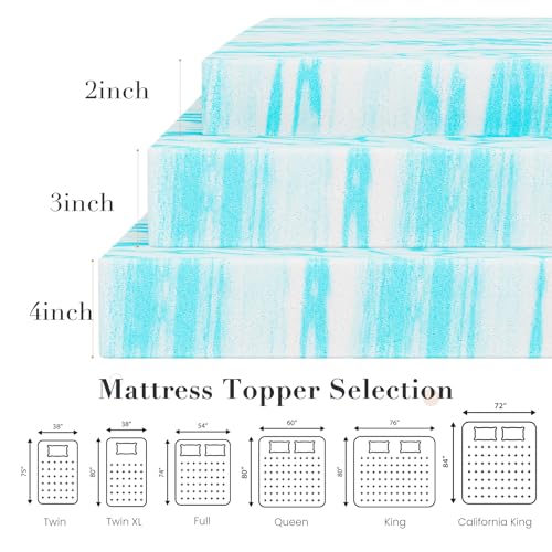 OLIXIS 2 Inch Full Cooling Gel Infused Memory Foam Mattress Topper, Bed Pad | CertiPUR-US Certified, Soft Ventilated Pressure Relieving Bed Pad in a Box, Plush Overlay for Dorm, RV, Camper & Sleeper Sofa