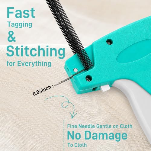 2026 New Stitch Gun for Clothes, Handheld Tagging Gun Quick Clothing Fixer Sewing Kit with 6 Replacement Needles, 1000 Black & 1000 White Fasteners (Blue-Gray)