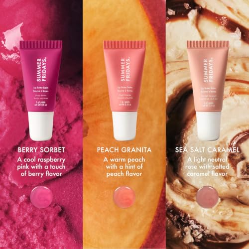 Summer Fridays Sweet Summer Minis Lip Balm Trio (0.35 Oz, 3 Ct) | Limited-Edition Tinted Lip Gloss Gift Set, Hydrating, Non-Sticky Sheer Color, Nourishing Skin Care Ingredients, Vegan