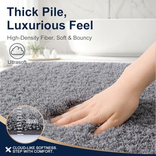 OLANLY Microfiber Bathroom Rugs 30x20, Soft Highly Absorbent Bath Mat, Grey | Quick‑Dry & Non‑Slip Bath Carpet, Machine Washable Plush Floor Mat for Bathroom, Shower, Sink, Home Decor Accessories