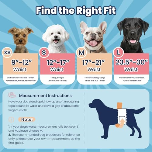 Dog Diapers Male, X-Small 50 Ct, Super Absorbent Male Dog Wraps with Wetness Indicator, Soft Pearl Weave Non-Woven Fabric, Breathable Belly Bands for Male Dogs, Fit for Chihuahua, Yorkshire