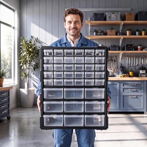 Drawer Organizer Craft Organizers and Storage with Dividers Labels Thicker | Small Parts Organizer Storage Hardware Screws Nuts Bolts Building Bricks Teacher Toolbox Charms Beads Scrapbook with Labels