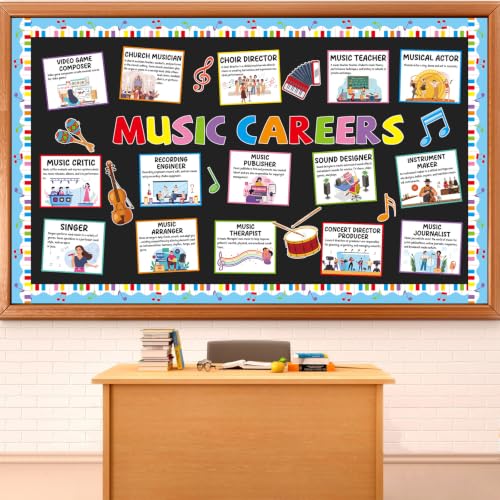 Music Career Bulletin Board Set Inspirational Musical Posters Music Classroom Decorations Musical Notes Paper Cutouts for Back to School Elementary Teacher Chalkboard Wall Door Supplies