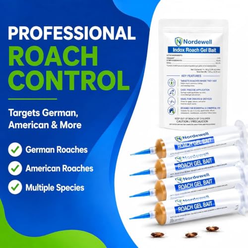 Cockroach Gel Bait, Professional Roach Gel Bait with 0.6% Indoxacarb, 4 x 30g Syringes, Roach Bait for German, American & Other Cockroaches, Indoor & Outdoor Roach Control