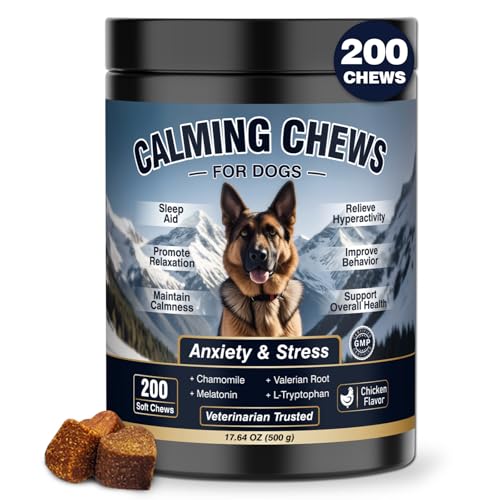Calming Chews for Dogs 200ct, Dog Calming Chews - Anxiety and Stress Relief Treats Melatonin Bites Sleep Aid for Small/Medium/Large Dogs Calm Dog - Separation, Fireworks, Thunder, Barking - Chicken