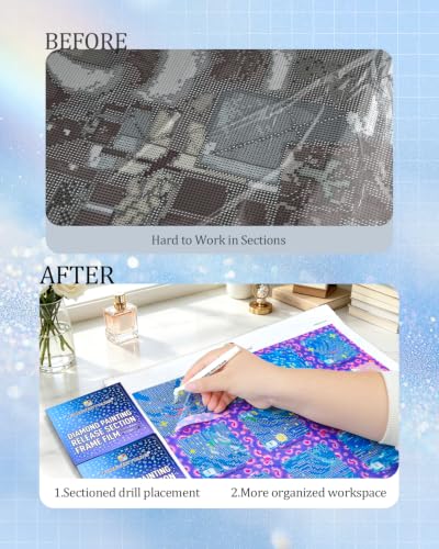ForeverYoung Reusable Diamond Art Release Film 30 PCS Gradient Rainbow | Non-stick release paper for diamond painting. 10×10cm reusable sheets help section artwork easily and keep workspace clean.