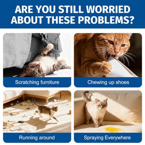 Cat Deterrent Spray, Cat Deterrent for Furniture Protection, Pee Spraying, Excessive Chewing & Scratching Everywhere, Cat Repellent Indoor and Outdoor, Pet-Safe Formula, 5.07 Fl Oz