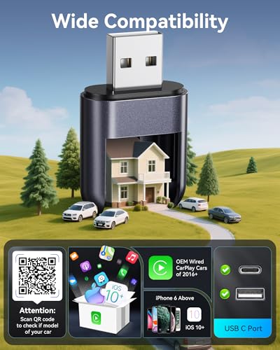Burnt Sugar Wireless Carplay Adapter for iPhone 2026 Upgraded, Ultra-Mini USB for Apple Car Play Convert Wired to Wireless, Stable Low-Lag GPS Plug & Play for iOS 10+ & Cars from 2016+ (Jet Gray)