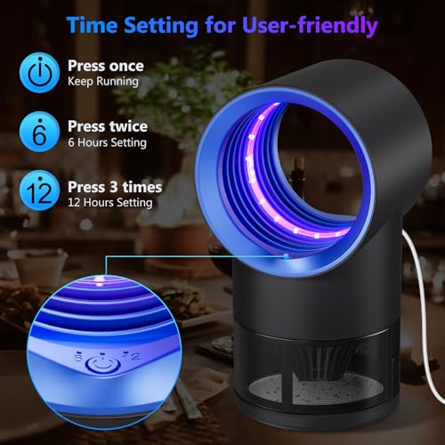 Fly Trap Indoor,Blue Gnat Traps House Indoor,Indoor Insect Trap with Timer | Fruit Fly Trap Indoors Suctions & Captures, 6/12Hr Timer, Kid & Pet Friendly, Low Noise, 10 Refills