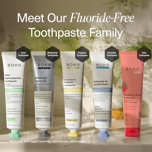 Boka Toothpaste - Fluoride Free Toothpaste, Nano Hydroxyapatite Toothpaste | Appropriate for Sensitive Teeth - Adult Oral Care - Ela Mint - 4 Oz, 1PK