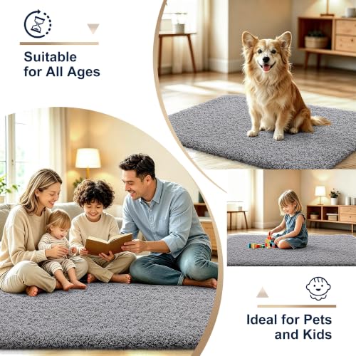 OLANLY Microfiber Bathroom Rugs 30x20, Soft Highly Absorbent Bath Mat, Grey | Quick‑Dry & Non‑Slip Bath Carpet, Machine Washable Plush Floor Mat for Bathroom, Shower, Sink, Home Decor Accessories