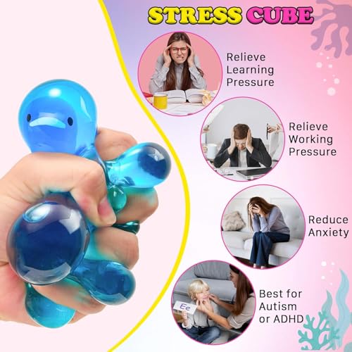 Squishy Fidget Toys Stress Cube - Squeeze Toys Stress Balls for Adults Slow Rising Squishies Glow in The Dark Sugar Sensory Toys for Kids with Autism Stress Relief Fidgets for Classroom Prize Toys