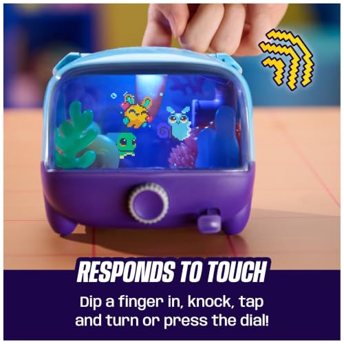 BITZEE Aquarium Interactive Fish Tank Toy & Digital Pet, Ages 5+ | Nurture 30 Virtual Fish, Reacts to Touch, Customize with LED Lights, Screen-Free Responsive Play, Birthday Gift for Kids