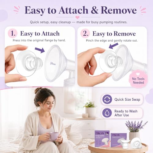 4 Pcs 17mm Flange Inserts, Soft Flange Reducer for 24mm Breast Shield | Compatible with Momcozy M5/M9/M6/V2 Pro/S12 Pro/eufy E10/S1/S1 Pro/Spectra/Elvie/Lansinoh/Paruu Breast Pumps