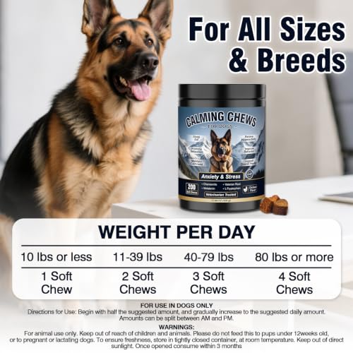 Calming Chews for Dogs 200ct, Dog Calming Chews - Anxiety and Stress Relief Treats Melatonin Bites Sleep Aid for Small/Medium/Large Dogs Calm Dog - Separation, Fireworks, Thunder, Barking - Chicken