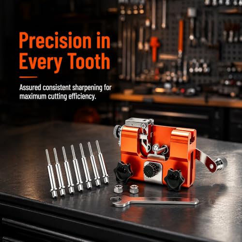 Razorwolf Chainsaw Sharpener, Lightweight Portable Manual Chain Sharpening Tool Includes 7 Grinding Stones, Universal Fit for 4-22 Inch Electric & Gas Chainsaws, Ideal for Garden and Woodworking Tasks