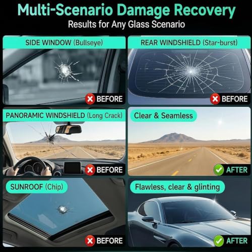 Bighero Car Windshield Crack Repair Kit – 2026 Upgrade Windshield Chip Repair Kit, Windshield Crack Repair Kit for Bullseye, Star & Linear Cracks – DIY Glass Liquid for Auto Windows, Mirrors, Glasses
