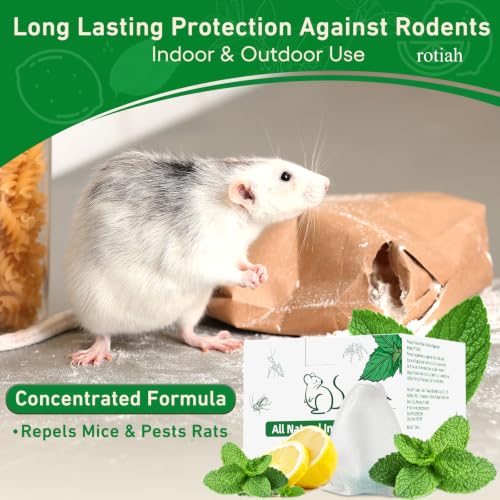 Pest Rodent Repellent, 24 Pack Peppermint Oil Repellent for Mouse Rats Spider Roach Ant Squirrel Pest Control Indoor & Outdoor, Natural Mice Deterrent Replace Trap Poisoning Family & Pet Safe Green