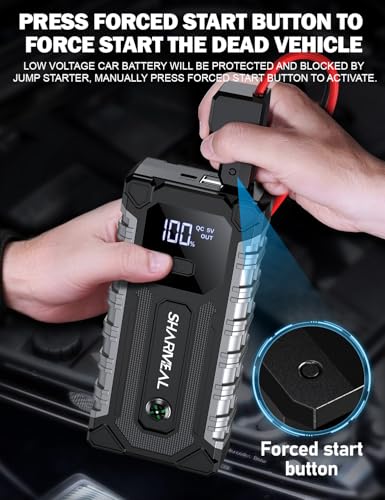 Sharmeal Car Jump Starter 7000A, Jump Starter Battery Pack for All Gas and 12.0L Diesel, 12V Portable Jump Box with LED Light