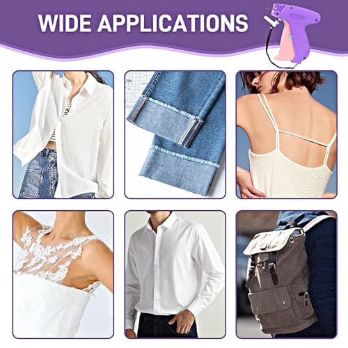 Stitch Gun for Clothes， Handheld Stitch Gun Quick Clothing Fixer，Sewing Kit Includes 1,000 Black Fasteners & 1,000 White Fasteners & 6 Needles (Purple)