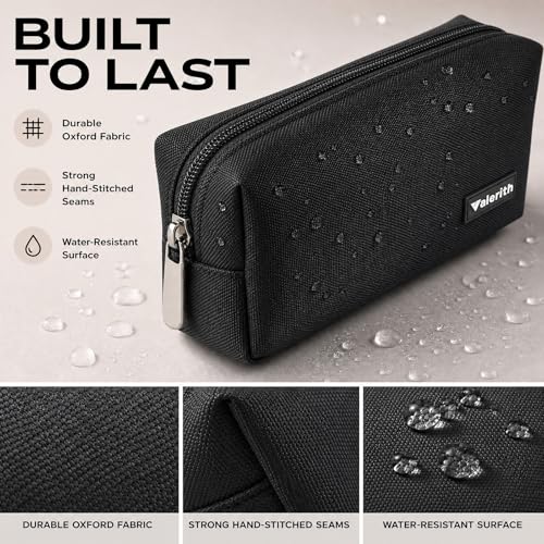 Small Pencil Case Simple Pencil Pouch, Zippered Pen Bag School Supplies for Teens Girls Boys Adults, Black
