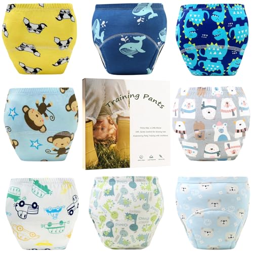 Upairy Training Pants for Boys Girls,Toddler Potty Training Underwear,Leakproof Reusable Kid Confident Panties,Children's Potty Underwear 100% Cotton for 2T-6T(8PCS,M)
