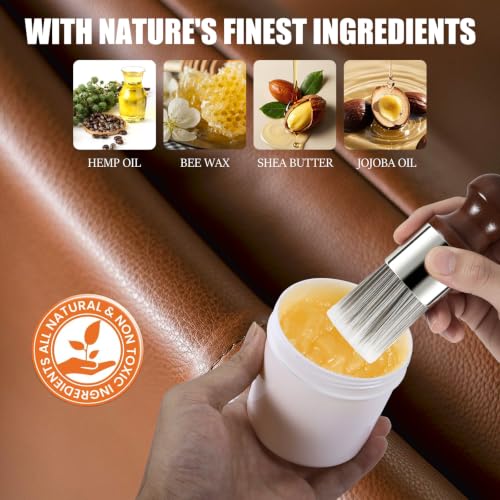 LUXGROVE® Wood & Leather Furniture Repair Salve, Conditioning Balm for Couches, Car Seats, Tables, Cabinets, Doors, Shoes, Purses, Boots & Saddles, Helps Revive Dry, Dull & Scuffed Surfaces, 8oz